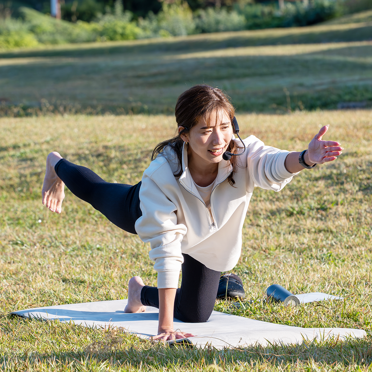 Private yoga experience available only early in the morning in Asuka Village