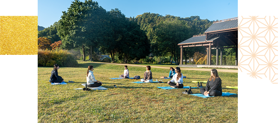 Private yoga experience available only early in the morning in Asuka Village